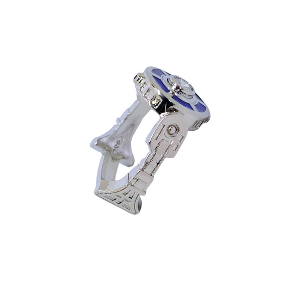 New SilverTone Blue Red Enamel Round White Crystal R2D2 Star Wars Ring Sz 10 - Picture 4 of 6